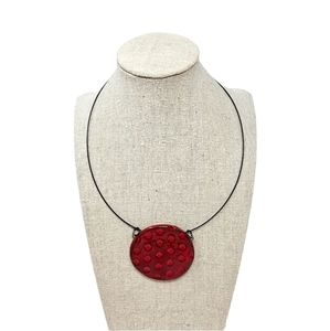 Glazed Terra Cotta Circle Pendant Necklace